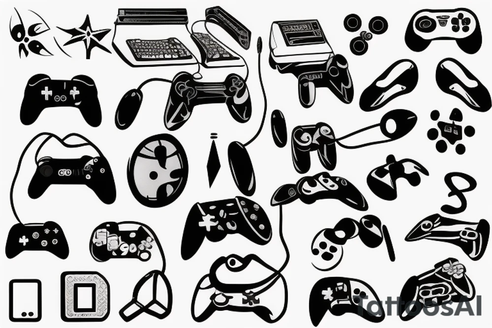 gamer with gamepad tattoo idea