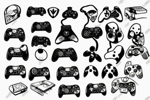 gamer with gamepad tattoo idea