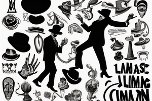 Man in suit with hat climbing something you can not climb tattoo idea