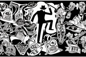 Man in suit with hat climbing something you can not climb tattoo idea