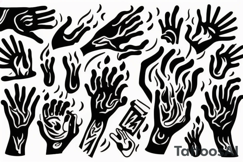 A hand holding fire tattoo idea