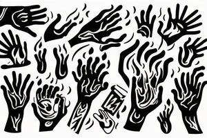 A hand holding fire tattoo idea