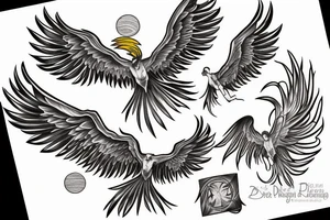 Phoenix flying into a sunset tattoo idea