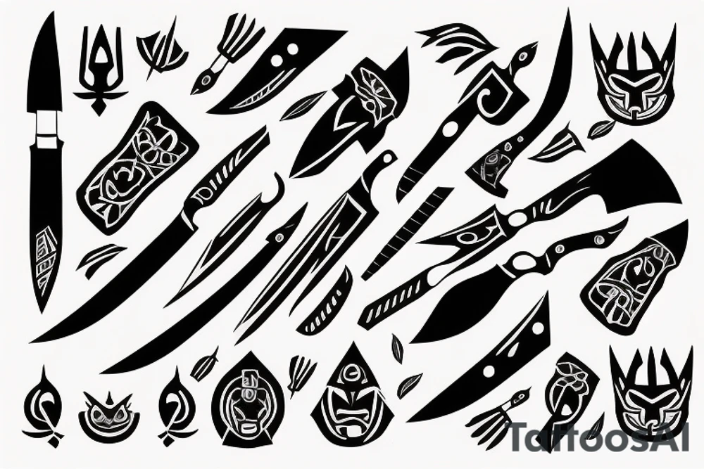 knives in a simple way tattoo idea