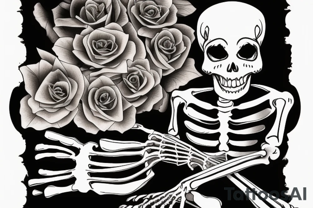 a skeleton playing the piano tattoo idea