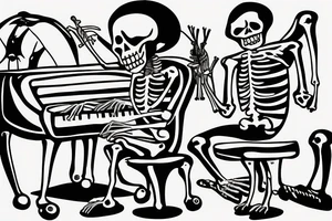 a skeleton playing the piano tattoo idea