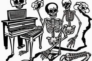 a skeleton playing the piano tattoo idea