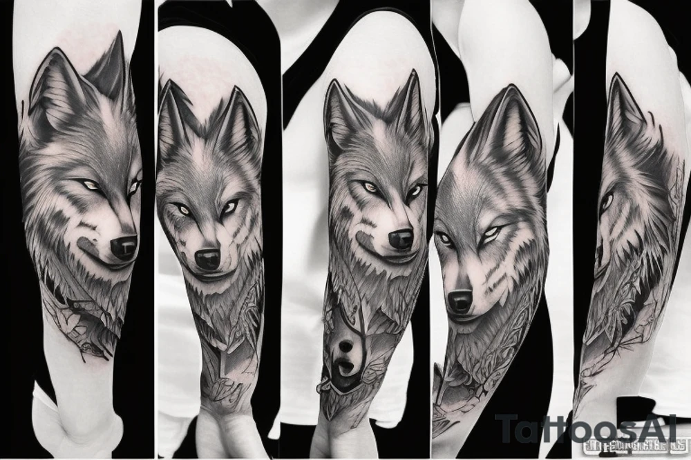 Wolf tattoo sleeve tattoo idea