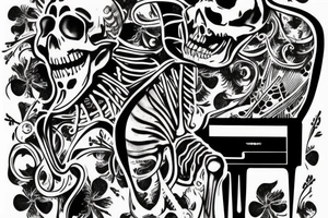 a skeleton playing the piano tattoo idea