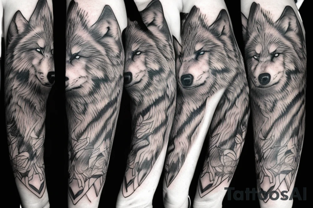 Wolf tattoo sleeve tattoo idea