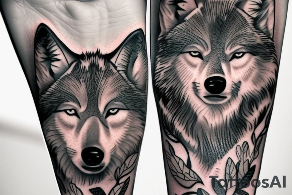 Wolf like tattoo full arm tattoo idea