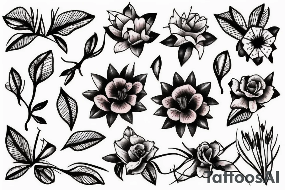 Flowers, barbed wire tattoo idea