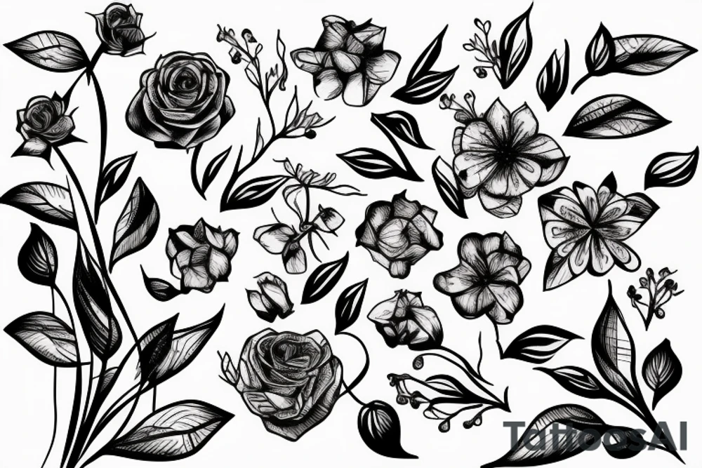 Flowers, barbed wire tattoo idea