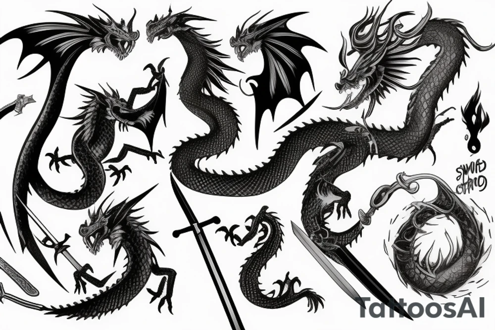 Sword and dragon tattoo idea