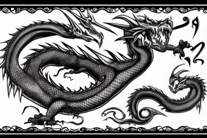 Sword dragon curling around it tattoo idea