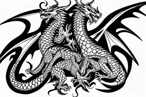 Dragon with two heads fighting each other tattoo idea
