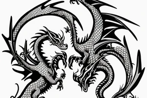 Dragon with two heads fighting each other tattoo idea