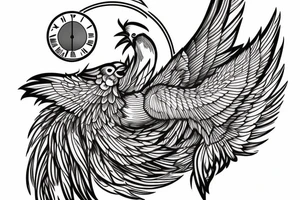 Phoenix bird whit a street lamp and a clock tattoo idea
