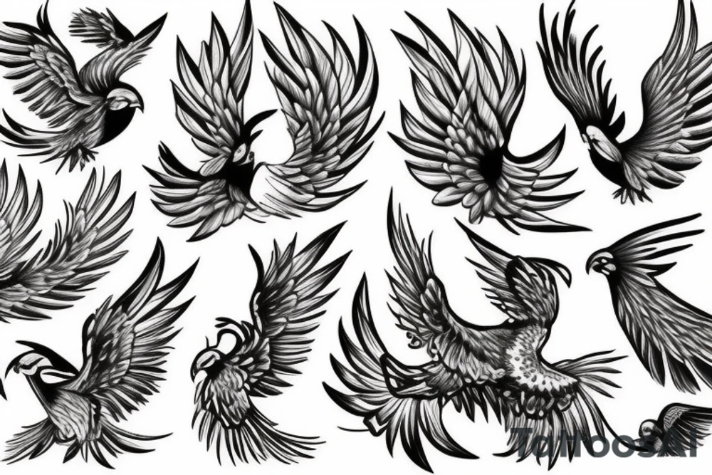 Phoenix bird tattoo idea
