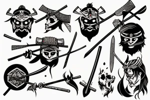 Samurai throwing an nordic axe tattoo idea