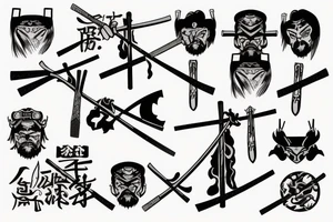 Samurai throwing an nordic axe tattoo idea