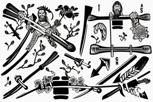 Samurai throwing an nordic axe tattoo idea