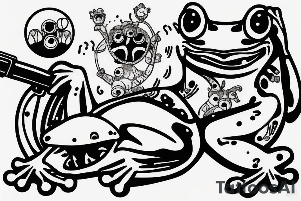 frog with machine gun tattoo idea