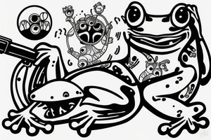 frog with machine gun tattoo idea