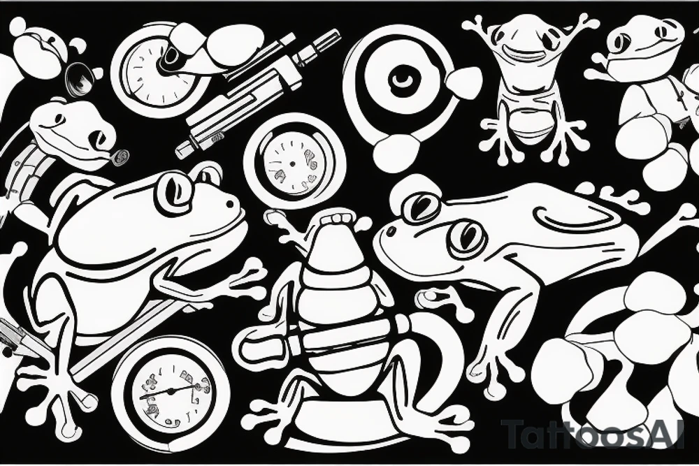 frog with machine gun tattoo idea