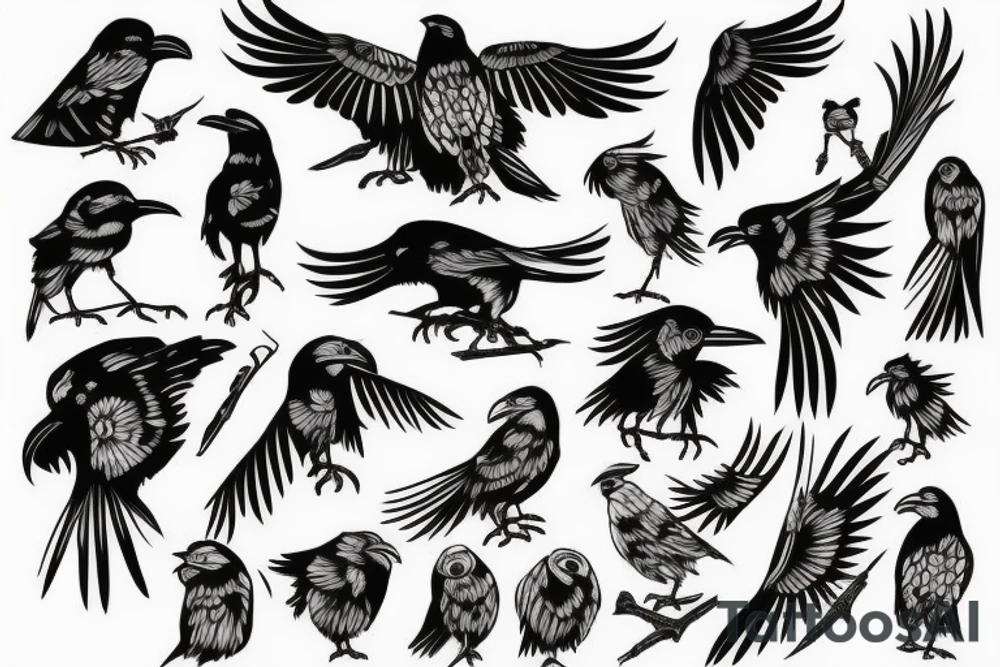 simple tribal raven tattoo tattoo idea