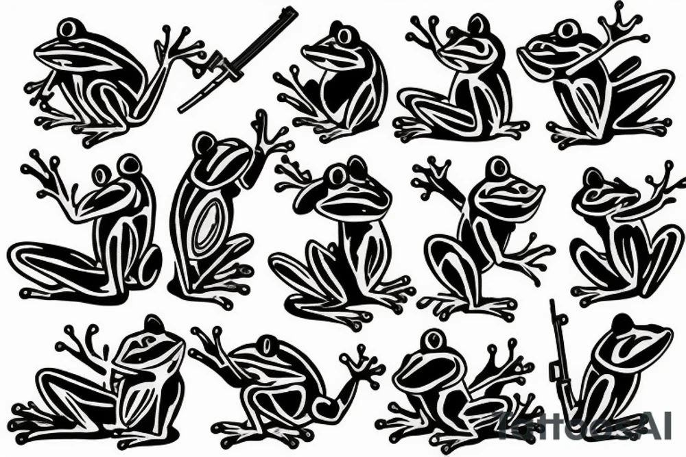 frog with machine gun tattoo idea