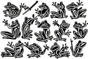 frog with machine gun tattoo idea