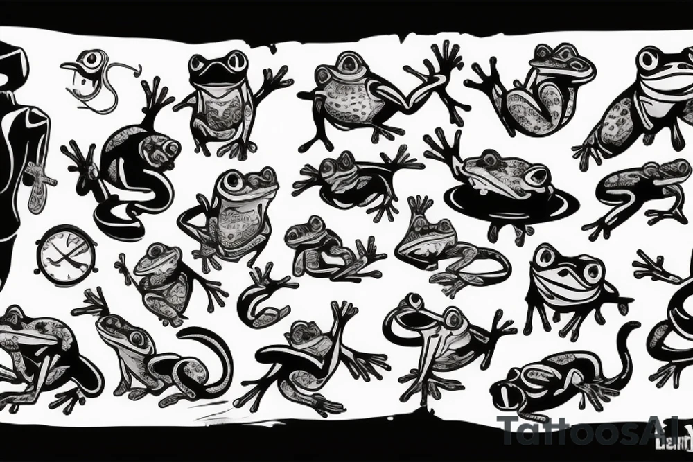 frog with machine gun tattoo idea