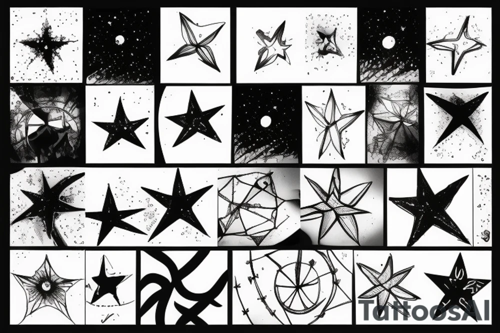 Black mountain star night skies tattoo idea
