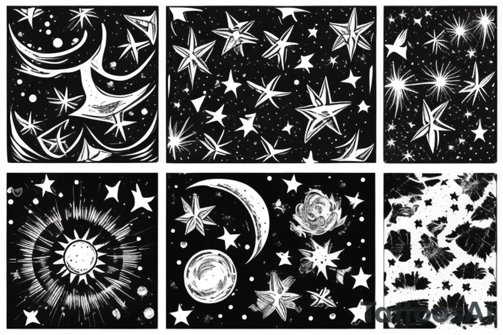 Black mountain star night skies tattoo idea