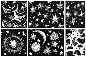 Black mountain star night skies tattoo idea