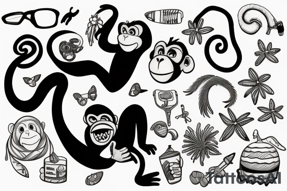 A monkey on the beach tattoo idea