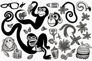 A monkey on the beach tattoo idea