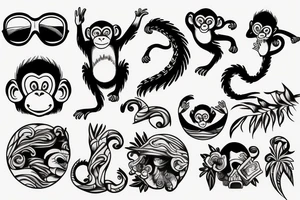 A monkey on the beach tattoo idea