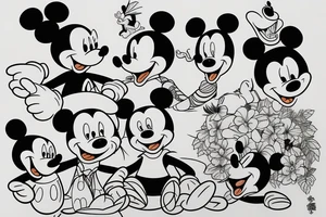 Mickey Mouse and Winnie the Pooh tattoo idea