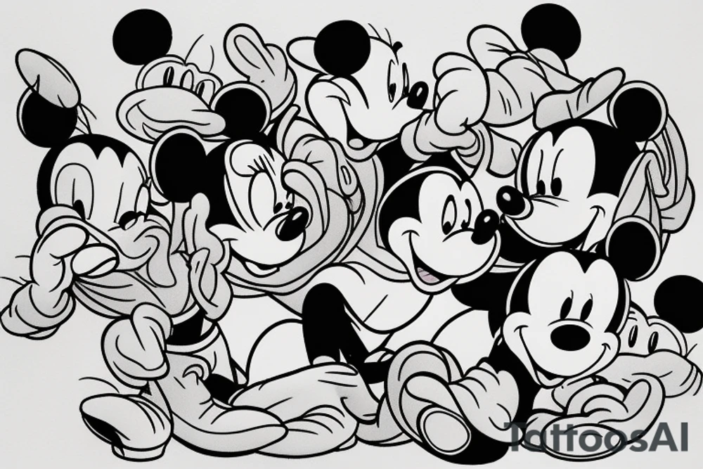 Mickey Mouse and Winnie the Pooh tattoo idea