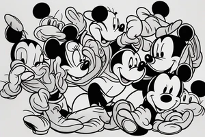 Mickey Mouse and Winnie the Pooh tattoo idea