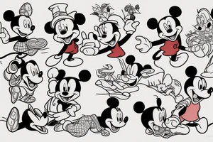 Mickey Mouse and Winnie the Pooh tattoo idea