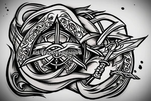 Elden ring logo with sword and fire tattoo idea