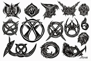 Elden ring logo with sword and fire tattoo idea
