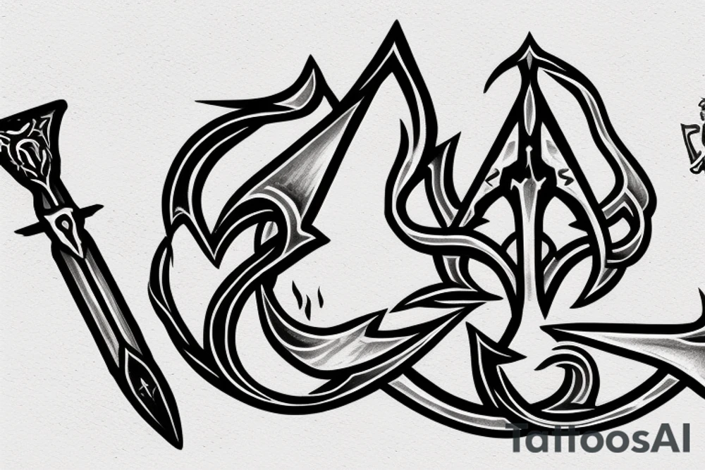 Elden ring logo with sword and fire tattoo idea