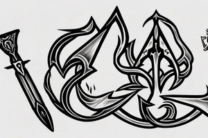 Elden ring logo with sword and fire tattoo idea