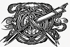 Elden ring logo with sword and fire tattoo idea