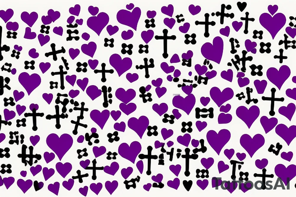 Purple Hearts cross music notes 2004 tattoo idea