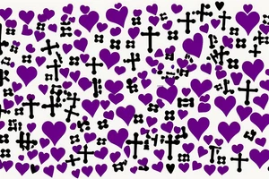 Purple Hearts cross music notes 2004 tattoo idea